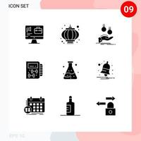 Modern Set of 9 Solid Glyphs and symbols such as pollution healthy coins gym money Editable Vector Design Elements