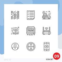 Stock Vector Icon Pack of 9 Line Signs and Symbols for truck sauna page flower real Editable Vector Design Elements