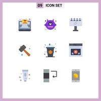 paquete de iconos de vector de stock de 9 signos y símbolos de línea para la educación bebida eslogan reloj kit libra elementos de diseño vectorial editables