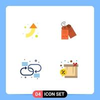 conjunto de 4 paquetes de iconos planos comerciales para elementos de diseño vectorial editables de cuadro de venta de etiqueta de enlace de flecha vector