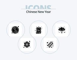 paquete de iconos de glifos de año nuevo chino 5 diseño de iconos. flor. China. lunar. zhihu. China vector