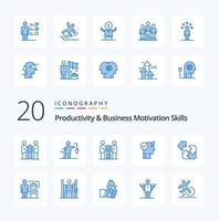 20 Productivity And Business Motivation Skills Blue Color icon Pack like power brain false team partners vector