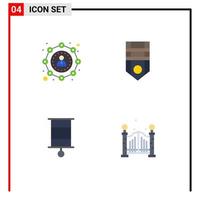Paquete de 4 iconos planos de interfaz de usuario de signos y símbolos modernos de elementos de diseño de vectores editables de juguete de rango de usuario infantil afiliado