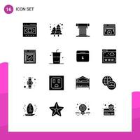 16 Universal Solid Glyph Signs Symbols of video display park page cpu Editable Vector Design Elements