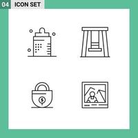 Group of 4 Modern Filledline Flat Colors Set for baby investment fitness park lock Editable Vector Design Elements