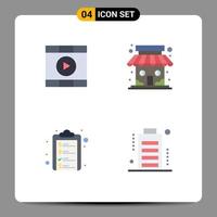 Group of 4 Modern Flat Icons Set for control clipboard start shop money Editable Vector Design Elements