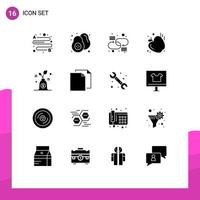 Solid Glyph Pack of 16 Universal Symbols of copy growth connection budget food Editable Vector Design Elements