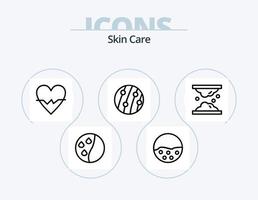 paquete de iconos de línea de piel 5 diseño de iconos. natural. hierbas. protección de la piel. hierbas cosméticas. proteína vector