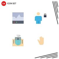 4 Flat Icon concept for Websites Mobile and Apps devices padlock products body computer Editable Vector Design Elements