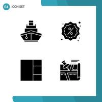 Pictogram Set of 4 Simple Solid Glyphs of cruise grid transportation reduction location Editable Vector Design Elements