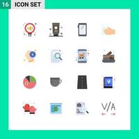 grupo de símbolos de iconos universales de 16 colores planos modernos de mano de teléfono de jabón humano paquete editable de elementos de diseño de vectores creativos de samsung