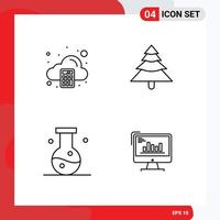 4 Universal Line Signs Symbols of accounting compound tax tree science Editable Vector Design Elements