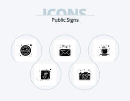 paquete de iconos de glifos de señales públicas 5 diseño de iconos. taza. correo. fotografía. sobre. fumar vector