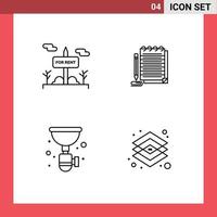 Modern Set of 4 Filledline Flat Colors Pictograph of board plumber for rent pad sink Editable Vector Design Elements