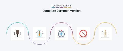 Complete Common Version Flat 5 Icon Pack Including christmas. stop. compass. remove. block vector