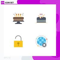 Universal Icon Symbols Group of 4 Modern Flat Icons of birthday user interface drum parade online Editable Vector Design Elements