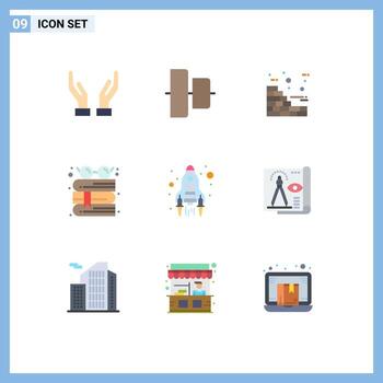 9 Universal Flat Color Signs Symbols of design up wall start reading Editable Vector Design Elements