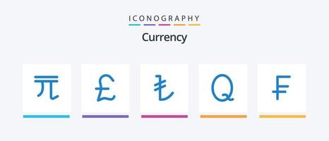 Currency Blue 5 Icon Pack Including dollar. cash. turkish. swiss france. centavo. Creative Icons Design vector