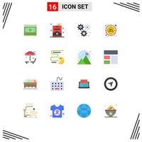 Set of 16 Modern UI Icons Symbols Signs for sun bed friday cog discount dollar Editable Pack of Creative Vector Design Elements