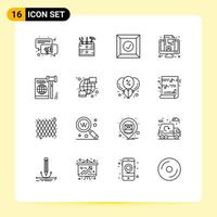 Pictogram Set of 16 Simple Outlines of law eu delivered business finance Editable Vector Design Elements