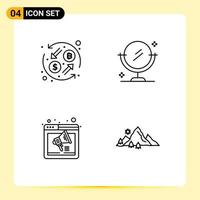 Pictogram Set of 4 Simple Filledline Flat Colors of currency sound transformation clean webpage Editable Vector Design Elements