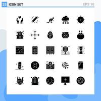 Modern Set of 25 Solid Glyphs Pictograph of control storage australia server trave Editable Vector Design Elements