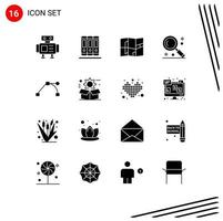 Universal Icon Symbols Group of 16 Modern Solid Glyphs of box path place anchor search Editable Vector Design Elements