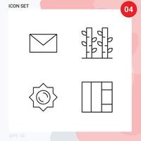 4 Creative Icons Modern Signs and Symbols of email greece bamboo plant wireframe Editable Vector Design Elements