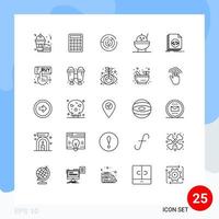 25 Thematic Vector Lines and Editable Symbols of programming coding arrow code bowl Editable Vector Design Elements