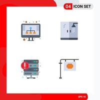 Set of 4 Modern UI Icons Symbols Signs for diagram hosting storage shower web Editable Vector Design Elements