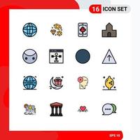 Universal Icon Symbols Group of 16 Modern Flat Color Filled Lines of symbolism greatness cell christian building catholic Editable Creative Vector Design Elements