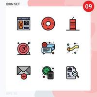 Universal Icon Symbols Group of 9 Modern Filledline Flat Colors of search media symbols engine military bomb Editable Vector Design Elements