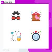 Set of 4 Modern UI Icons Symbols Signs for bow cart father house ecommerce Editable Vector Design Elements