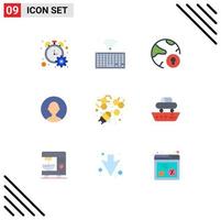 conjunto de 9 iconos de interfaz de usuario modernos signos de símbolos para elementos de diseño de vector editables de protección de usuario global de perfil de miel