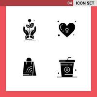 4 Thematic Vector Solid Glyphs and Editable Symbols of business bag plant key wifi Editable Vector Design Elements