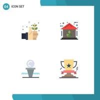 Modern Set of 4 Flat Icons and symbols such as earth court hand home hit Editable Vector Design Elements