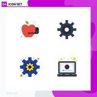 Set of 4 Commercial Flat Icons pack for medical apple lesson interface business tutorial Editable Vector Design Elements