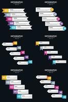 Vector 6 Infographics Pack Presentation slide template 5 Steps cycle diagrams and timelines