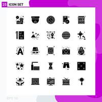 Set of 25 Modern UI Icons Symbols Signs for dvd compact surveillance cd wreath Editable Vector Design Elements