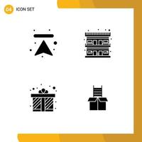 Set of 4 Modern UI Icons Symbols Signs for arrow gift box upload motel love Editable Vector Design Elements