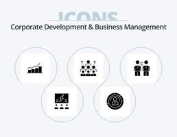 Corporate Development And Business Management Glyph Icon Pack 5 Icon Design. graph. chart. features. growth. profile vector