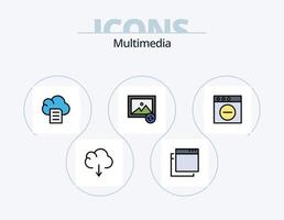 paquete de iconos llenos de línea multimedia 5 diseño de iconos. . . foto. foto. nube vector