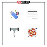 4 paquete de iconos planos de interfaz de usuario de signos y símbolos modernos de drive food usb izquierda cigüeña elementos de diseño vectorial editables vector