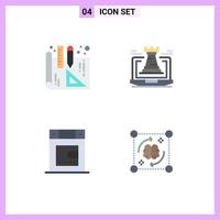 4 User Interface Flat Icon Pack of modern Signs and Symbols of blueprints bathroom tower strategy process Editable Vector Design Elements