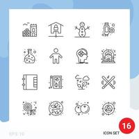 Outline Pack of 16 Universal Symbols of family flask snowman experiment hdmi Editable Vector Design Elements