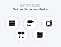 diseño de iconos del paquete de iconos de glifo de dispositivos 5. dispositivos. pared. base de datos. vigilancia. dispositivo vector
