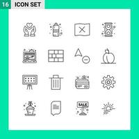 Modern Set of 16 Outlines and symbols such as app convert water laboratory chemical Editable Vector Design Elements