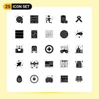 Set of 25 Modern UI Icons Symbols Signs for health ribbon exercise web security Editable Vector Design Elements