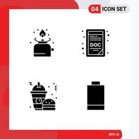 Mobile Interface Solid Glyph Set of Pictograms of camping food picnic doc extension frappe Editable Vector Design Elements