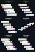 plantilla de diapositiva de presentación del paquete de infografías vectoriales 6 diagramas de ciclo de 5 pasos y líneas de tiempo vector